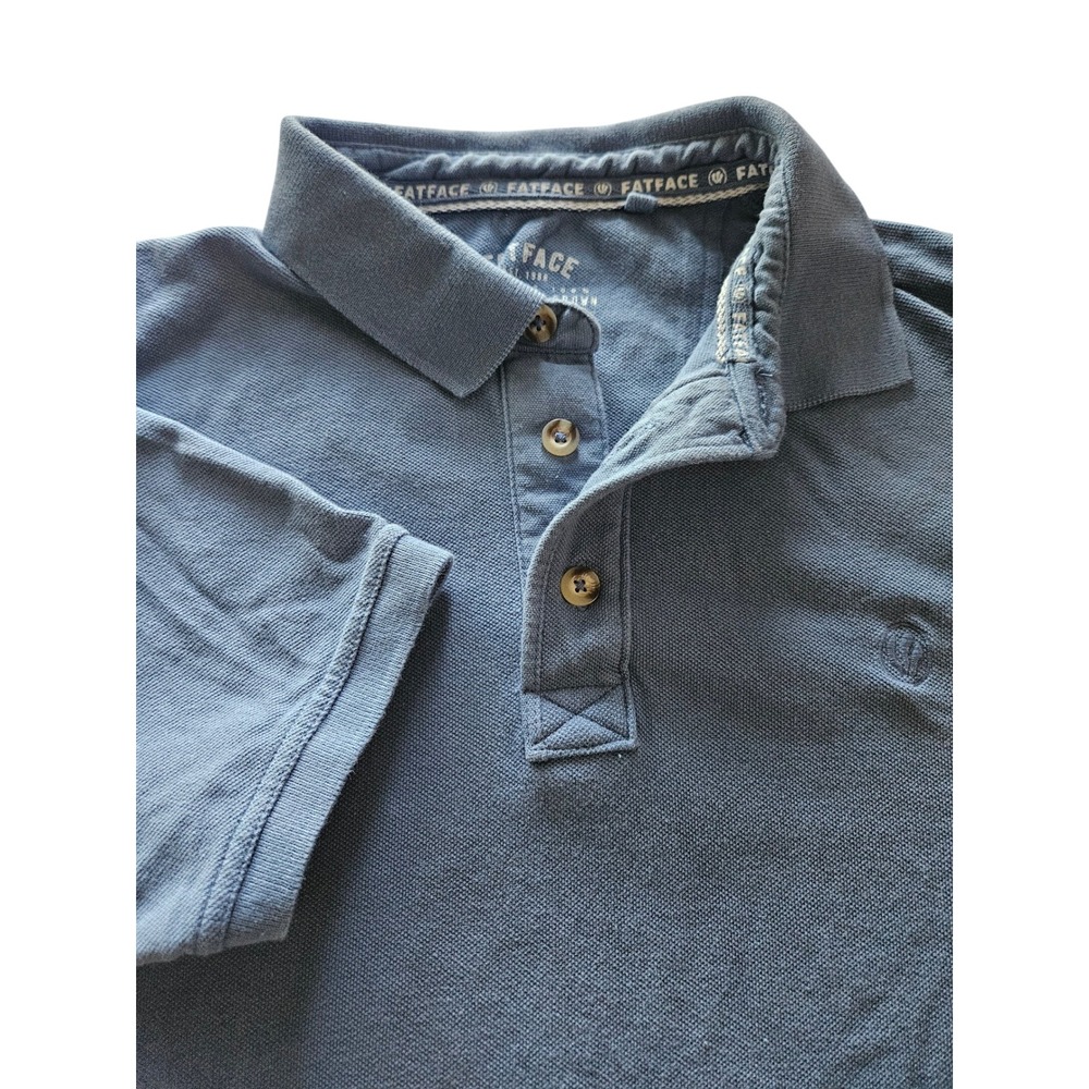 Fat Face Mens Blue Short Sleeve Polo‎ Shirt Casual Collared Classic Top